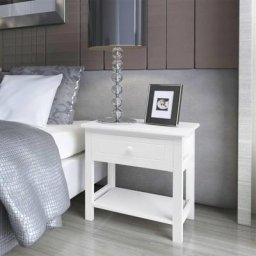 Moderne-Stil Table de chevet 2 pcs Bois Blanc Pour chambre,Montage facile,7,7 Kg