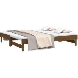 Lit coulissant Marron miel 2x(90x190) cm Bois de pin massif Vidaxl marron miel