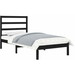 Vidaxl - Cadre de lit Noir Bois massif 75x190 cm Petit simple Black