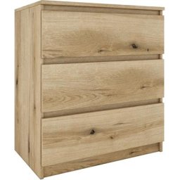 Aster T3 - Commode de chambre 3 tiroirs - 77x70x40 - Meuble de rangement - Style Scandinave Chêne