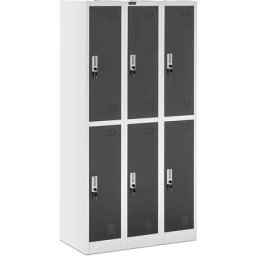 Vestiaire Métallique 6 Portes Armoire Acier Casier Industriel 12 Clés ≤ 200 kg - Gris foncé, Gris