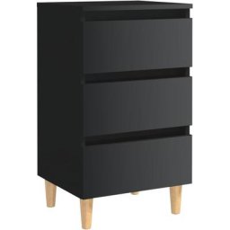 Table de chevet avec pieds en bois Noir brillant 40x35x69 cm Vidaxl noir brillant