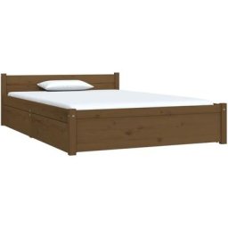 Cadre de lit avec tiroirs Marron miel 120x190 cm Petit Double Vidaxl marron miel