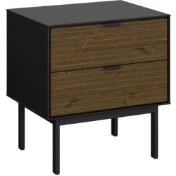Soma Table de chevet avec 2 tiroirs, noir, marron.
