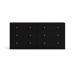 Maria Commode large avec 6 tiroirs, noir.