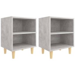 Tables de chevet avec pieds en bois 2 pcs Gris béton 40x30x50cm Vidaxl Gris béton