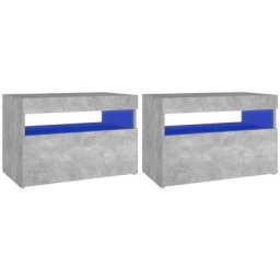 Tables de chevet à LED 2 pcs Gris béton 60x35x40 cm Aggloméré vidaXL - Gris béton