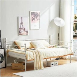 Lit 90x190cm-lit unique Canapé--Lit enfants 90x190cm ou lit adulte-Blanc