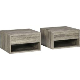 Lot de 2 chevets tables de nuit murales - tiroir coulissant, niche, plateau - dim. 37L x 32l x 21H