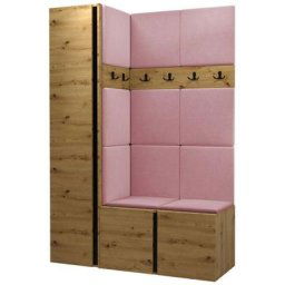 Ensemble entrée Miami 393, Chêne artisanal, 186x124x44cm, Chêne artisanal, Stratifié, Tapisserie,