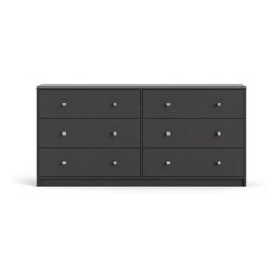 Maria Commode large avec 6 tiroirs, gris.