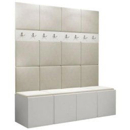 Ensemble entrée Hartford 268, Manila 02, 186x168x46cm, Blanc, Stratifié, Tapisserie, Mural, Mis