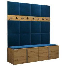 Ensemble entrée Hartford 268, Manila 26, 186x168x46cm, Chêne artisanal, Stratifié, Tapisserie,