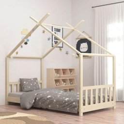 Lit adulte Contemporain Cadre de lit d'enfant Bois de pin massif 70x140 cm 85410 - Brun