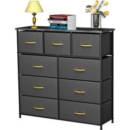 Commode en Tissu avec 9 tiroirs de Rangement Commode en Tissu pour Salon, Chambre à Coucher,