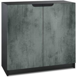 Vladon Commode Armoire de bureau haute Rangement Logan Noir mat - haute brillance - Façades en