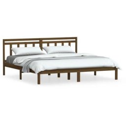 Cadre de lit Marron miel Bois massif 180x200 cm Super King Vidaxl Honey brown