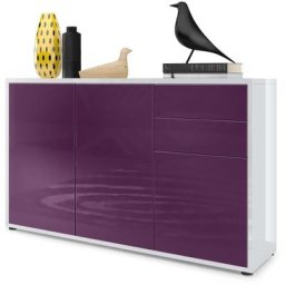 Commode Armoire Dressoir Crédence Ben V3 Blanc mat - haute brillance - Façades en Mûre haute
