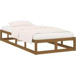 Cadre de lit Marron miel 100x200 cm Bois massif Vidaxl marron miel