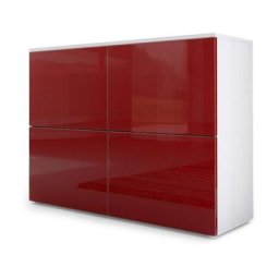 Commode Buffet Armoire Rova en Blanc mat - haute brillance & tons naturels - Bordeaux / Bordeaux