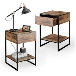 Table de nuit ""Fyrk"" Vieux bois/Noir lot de 2 Vicco
