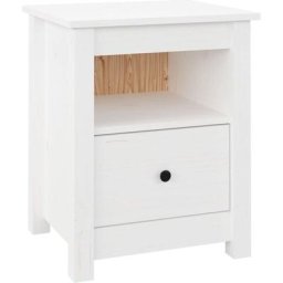 Table de chevet Blanc 40x35x49 cm Bois de pin massif Vidaxl Blanc