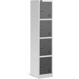 Vestiaire Métallique 4 Portes Armoire En Acier Casier Industriel 8 Clés 1,85m - Gris foncé, Gris