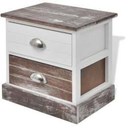 Vidaxl - Table de chevet Marron et blanc n/a