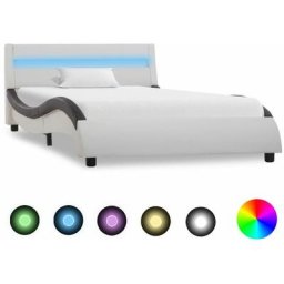 Cadre de lit avec led Blanc et noir Similicuir 90x200 cm Vidaxl Blanc et noir