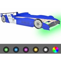 Vidaxl - Lit voiture de course pour enfants avec led 90 x 200 cm Bleu Bleu