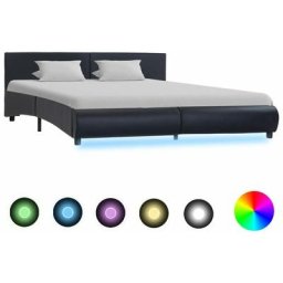 Cadre de lit avec led Noir Similicuir 160 x 200 cm Vidaxl Noir