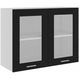 Armoire en verre suspendue Noir 80x31x60 cm Aggloméré Vidaxl Noir