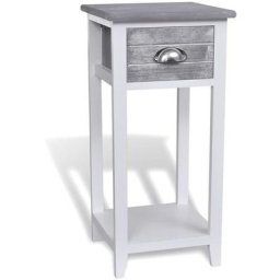 Table de chevet avec 1 tiroir Gris et blanc Vidaxl Gris