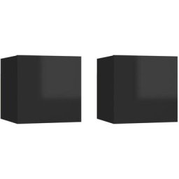 Tables de chevet 2 pcs Noir brillant 30,5x30x30 cm Aggloméré Vidaxl noir brillant