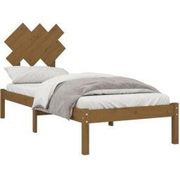 Cadre de lit Marron miel 75x190 cm Petit simple Bois massif Vidaxl marron miel
