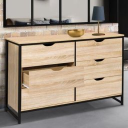Commode 6 tiroirs detroit design industriel - Bois-clair