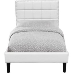 Lit riley pour matelas 120x190 - Sommier + Tête de Lit Capitonnee Couleur BLANC + Pieds en 16 cm