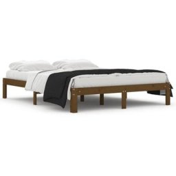 Cadre de lit Marron miel Bois massif 150x200 cm Très grand Vidaxl Honey brown