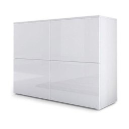 Vladon Commode Buffet Armoire Rova en Blanc mat - haute brillance & tons naturels - Blanc haute