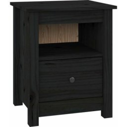 Table de chevet Noir 40x35x49 cm Bois de pin massif Vidaxl Noir