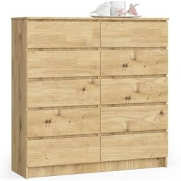 Commode Akord K120 Chêne Artisan 120 cm 10 tiroirs façade Chêne Artisan 120x40x121 cm