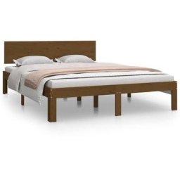 Cadre de lit Marron miel Bois massif 135x190 cm Double Vidaxl marron miel