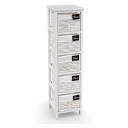 Commode de salle de bain en bois blanche 25 x 25 x 94 h 5 tiroirs