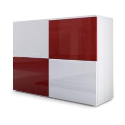 Commode Buffet Armoire Rova en Blanc mat - haute brillance & tons naturels - Blanc haute brillance
