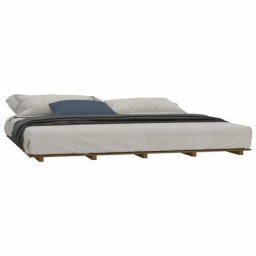 Cadre de lit Marron miel 200x200 cm Bois de pin massif Vidaxl marron miel