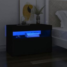 Moderne-Stil Tables de chevet à led 2 pcs Noir 60x35x40 cm Aggloméré Pour chambre,Montage