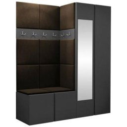 Ensemble entrée Hartford 278, Manila 04, 186x158x46cm, Miroir, Graphite, Marron, Stratifié,