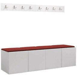 Mobilier1 - Ensemble entrée Hartford 276, Manila 23, 168x46cm, Rouge, Blanc, Tapisserie, Stratifié,