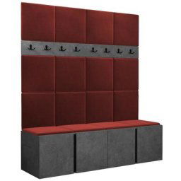 Ensemble entrée Hartford 268, Manila 23, 186x168x46cm, Béton, Rouge, Stratifié, Tapisserie, Mural,
