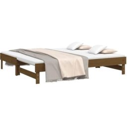 Lit coulissant Marron miel 2x(75x190) cm Bois de pin massif Vidaxl marron miel